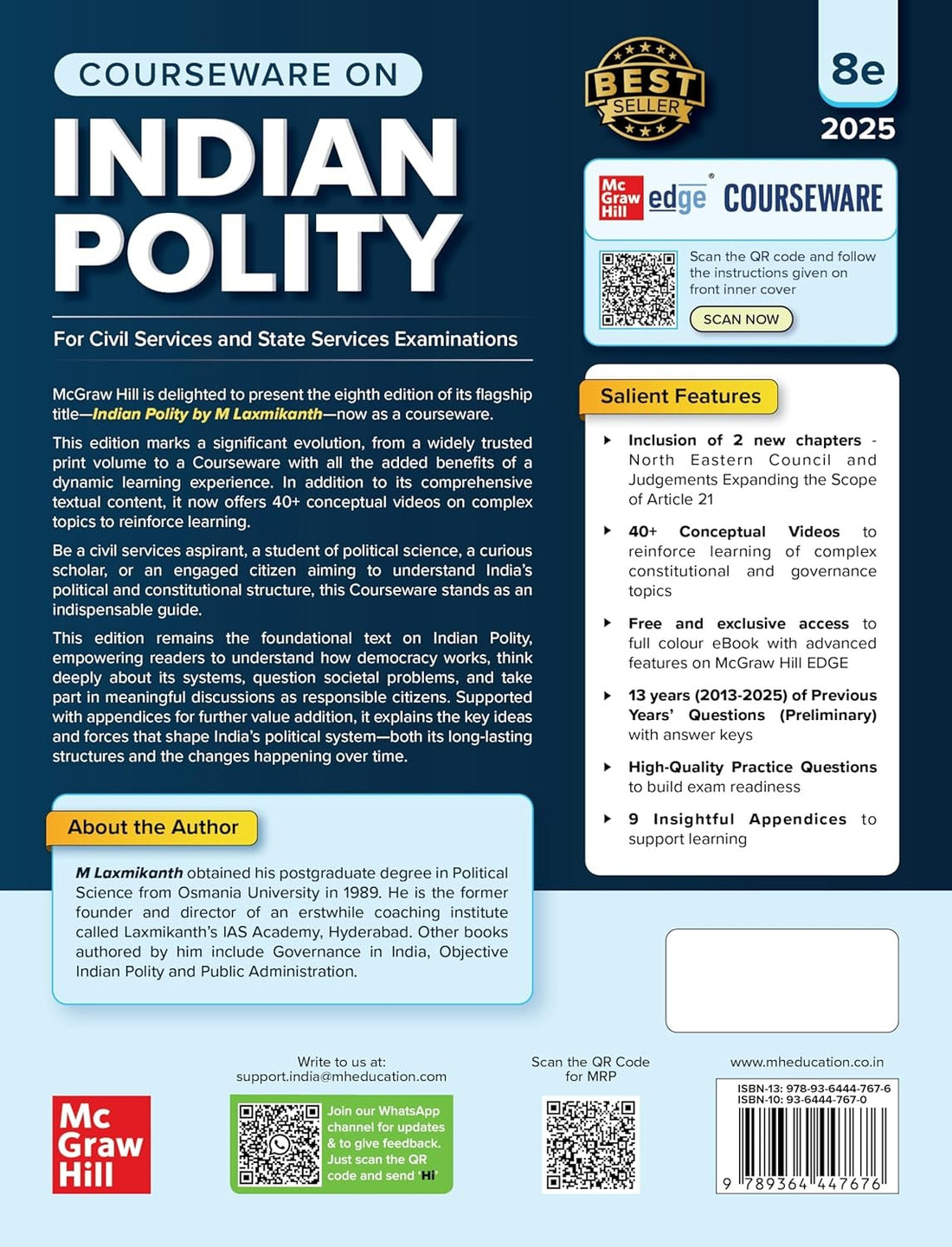 Indian Polity Courseware (English), 8e by M Laxmikanth for UPSC CSE 2025-26 || Indian Polity by M Laxmikanth Latest Edition