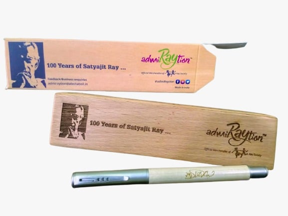 admiRaytion Satyajit Ray 100 Years Wooden Celebration Pen cum Wooden Case