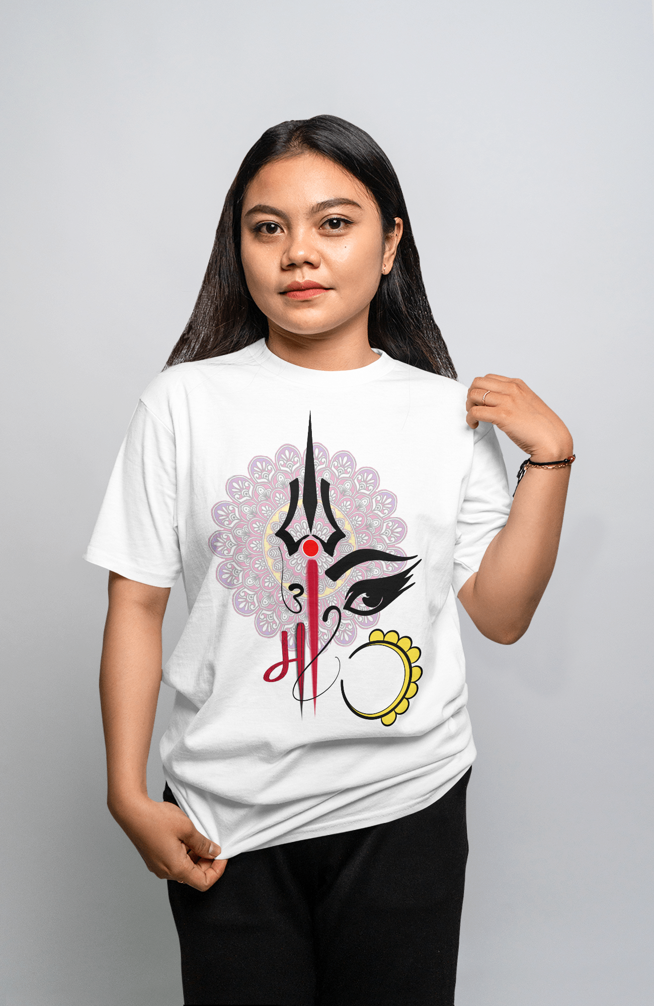 MAA || Bengali Graphics T-Shirt || White Pure Cotton T-Shirt