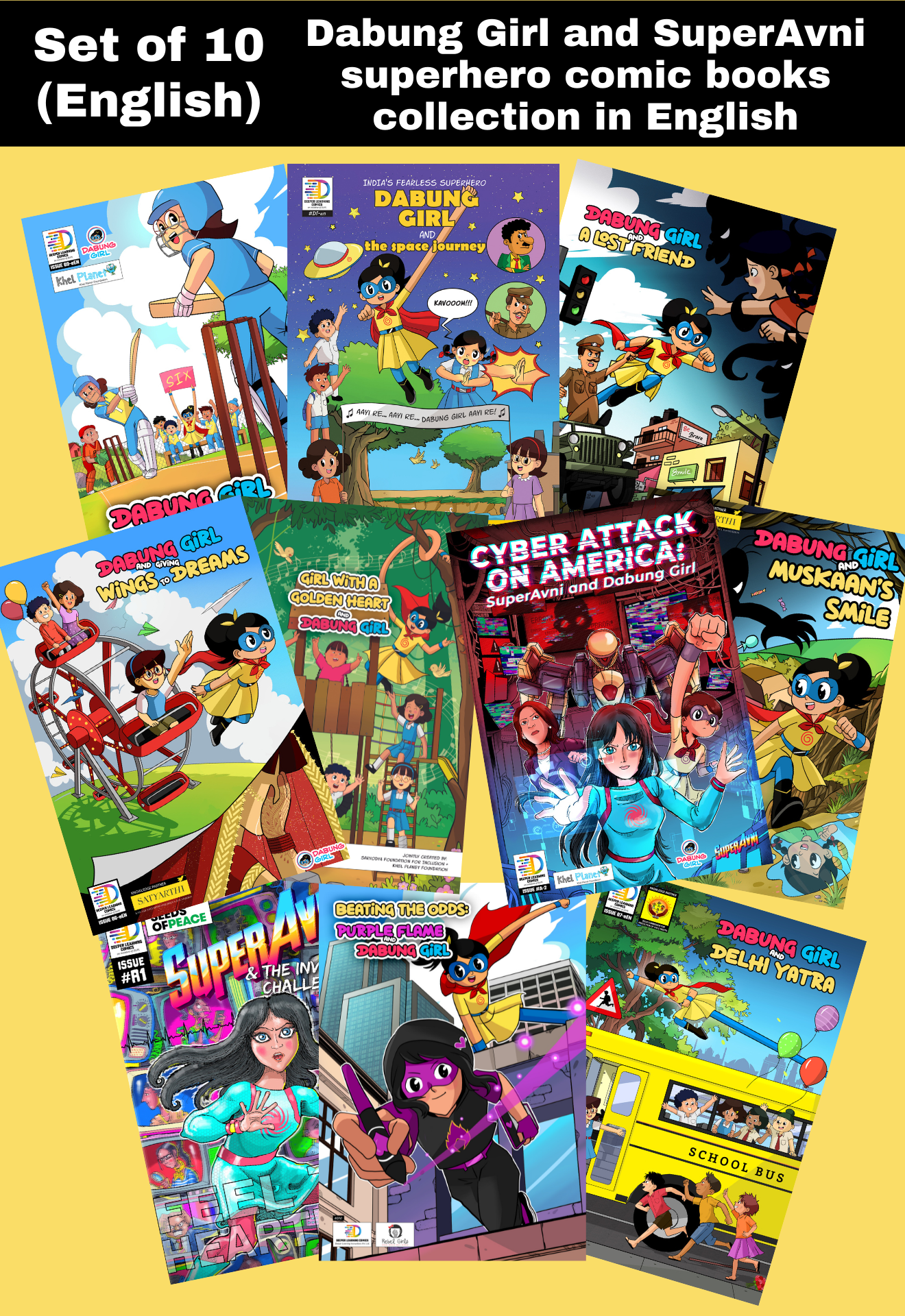 The Best of Dabung Girl, SuperAvni and Purple Flame - Superhero comic books collection in English