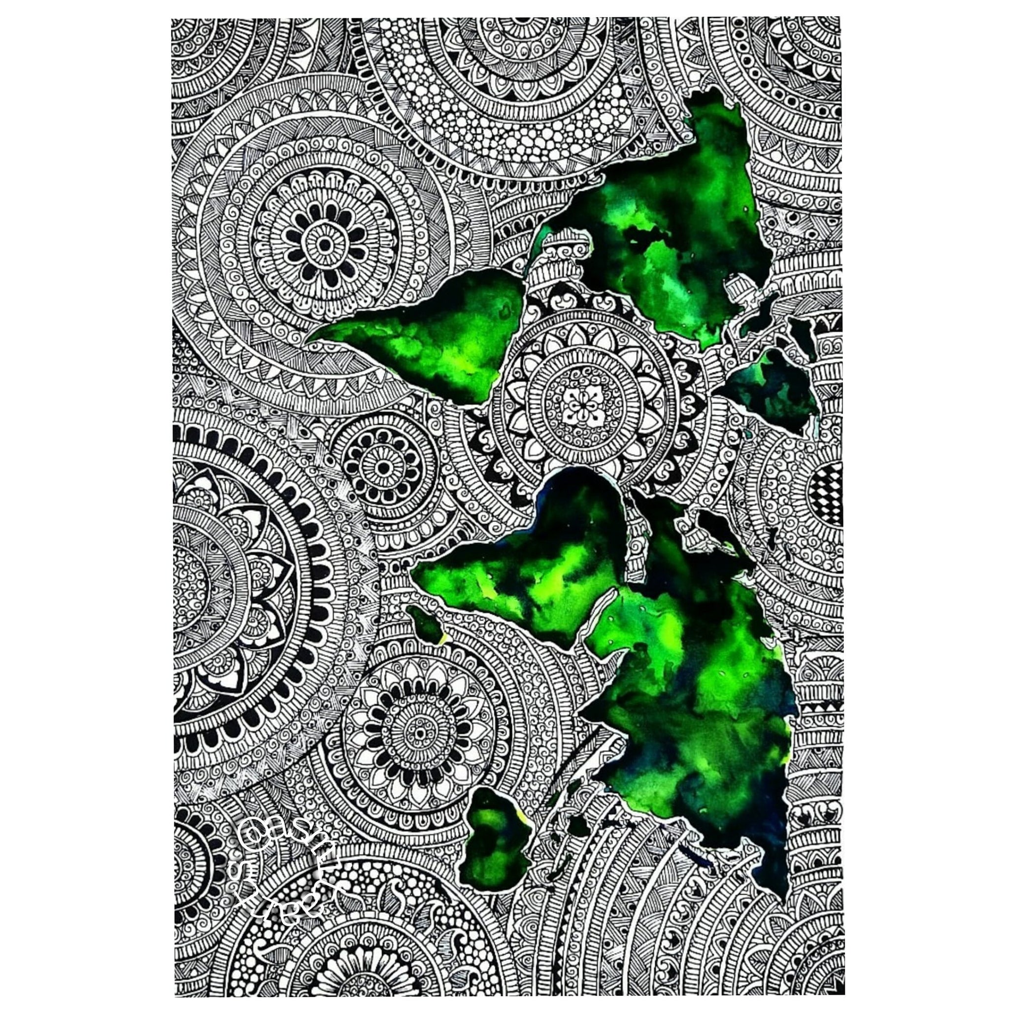 World Map Mandala art print