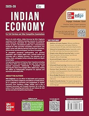 Indian Economy, 6e by Nitin Singhania (IAS) for UPSC CSE 2025-26 | Chapter-wise Previous Years' Questions (2010-24) | Multicolor pluck-out chart | Updated Economic Survey 2024-25 & Union Budget 2025-26
