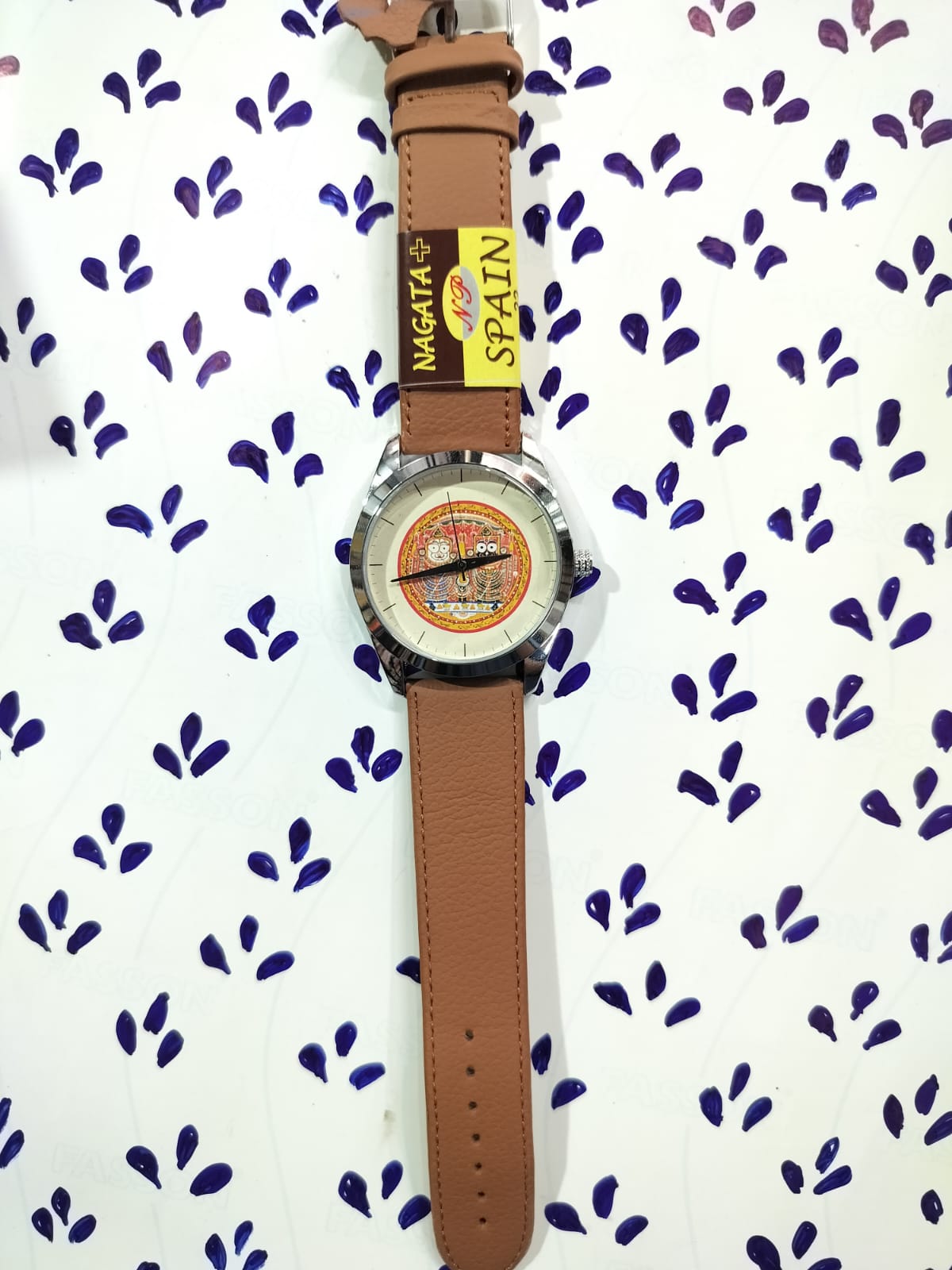 Jagannathdev Themed Dial Wrist Watch || Jai Jagannath Analog Wrist Watch - Brown Leather Straps [35.5 mm dial]
