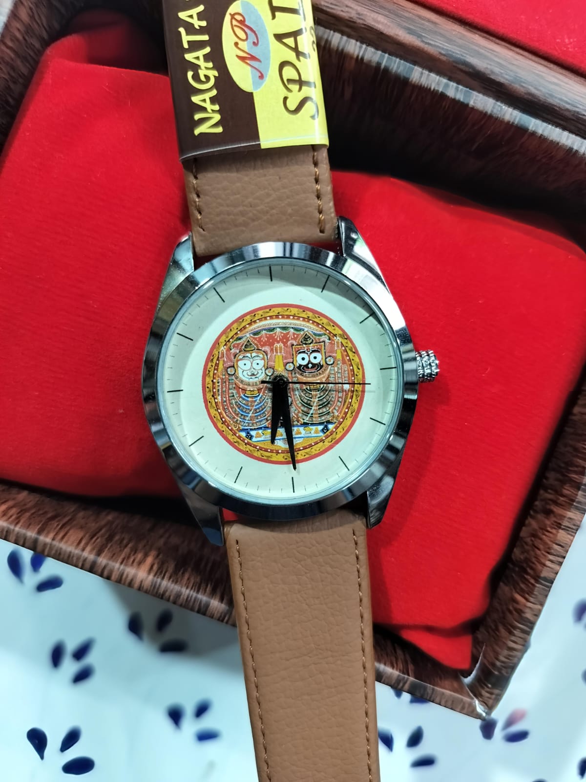 Jagannathdev Themed Dial Wrist Watch || Jai Jagannath Analog Wrist Watch - Brown Leather Straps [35.5 mm dial]