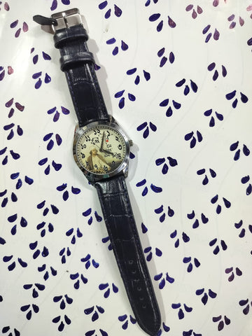 Nazrul Islam Themed Bengali Dial Wrist Watch - Black Textured Leather Straps [40 mm dial]